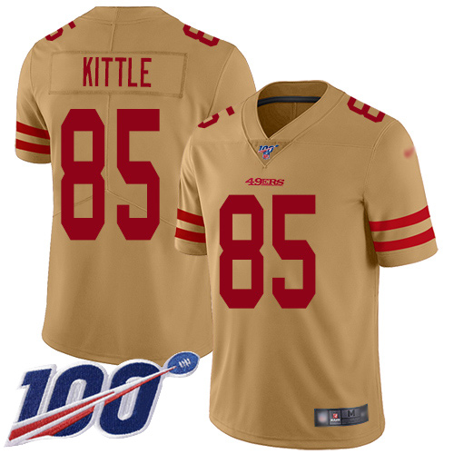 San Francisco 49ers Limited Gold Men George Kittle NFL Jersey #85 100th Season Vapor Untouchable Inverted